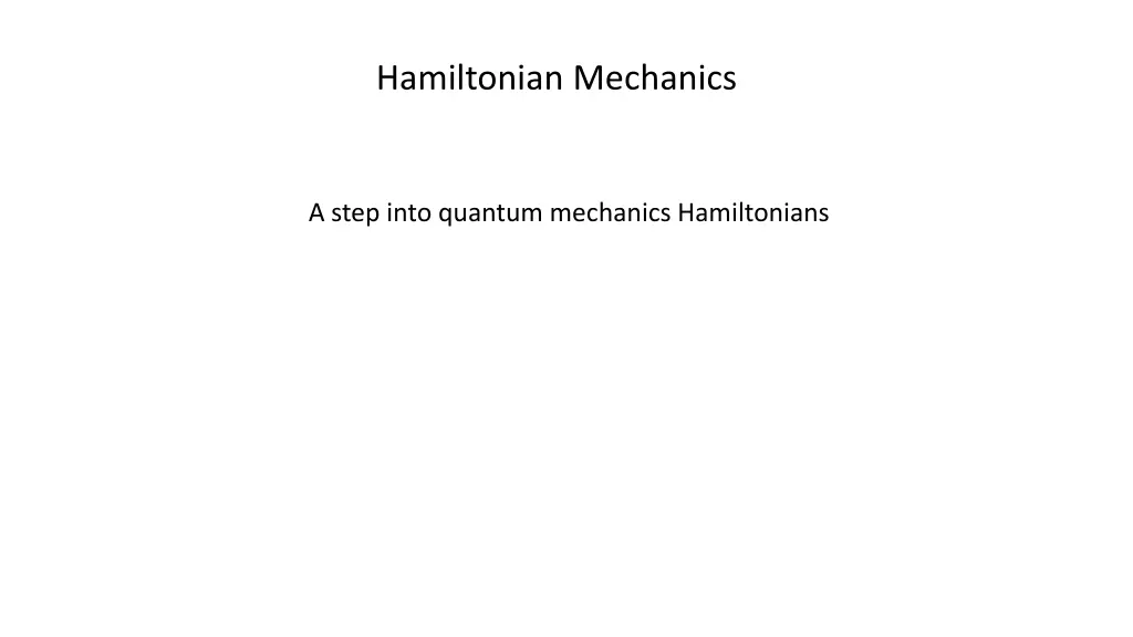 hamiltonian mechanics 1