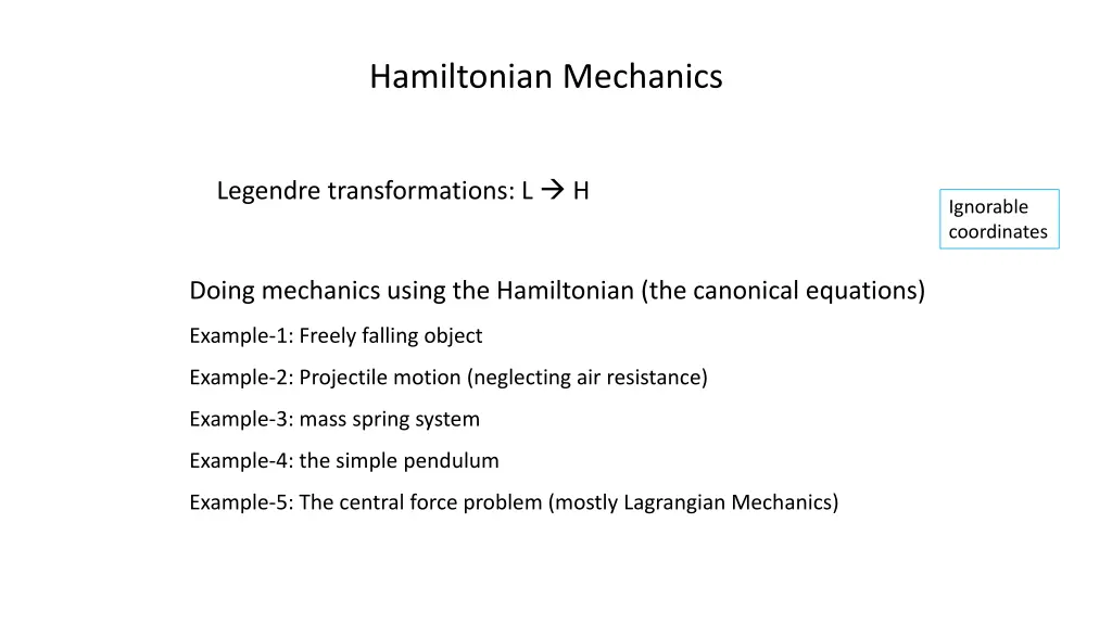 hamiltonian mechanics