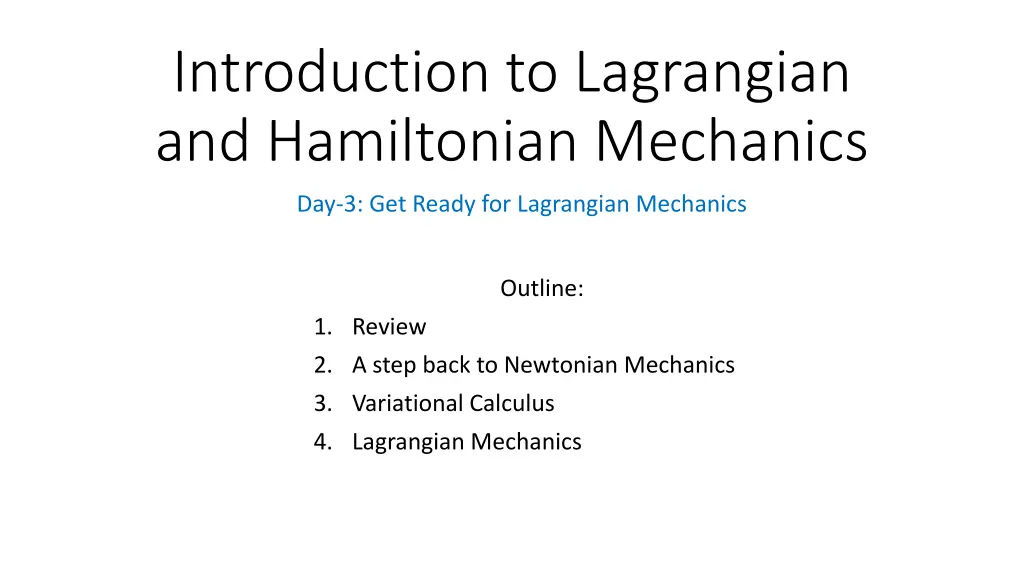 introduction to lagrangian and hamiltonian 2