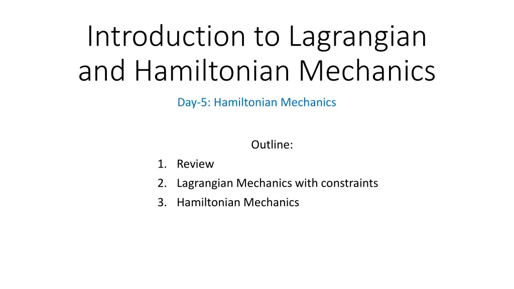 introduction to lagrangian and hamiltonian 4