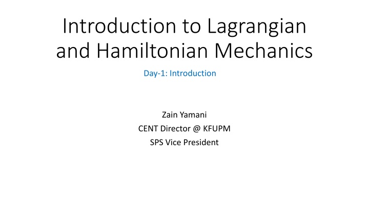 introduction to lagrangian and hamiltonian