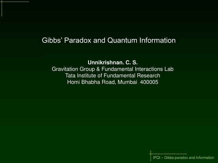 gibbs paradox and quantum information