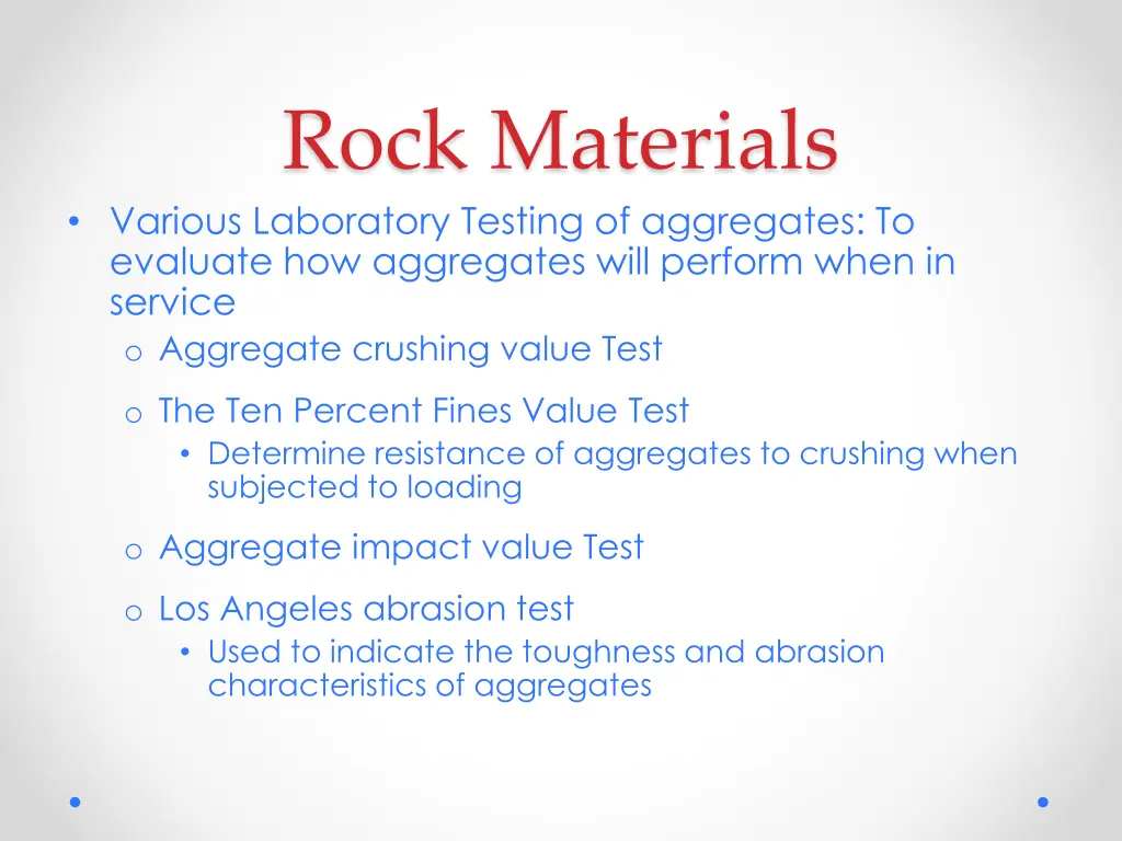 rock materials various laboratory testing