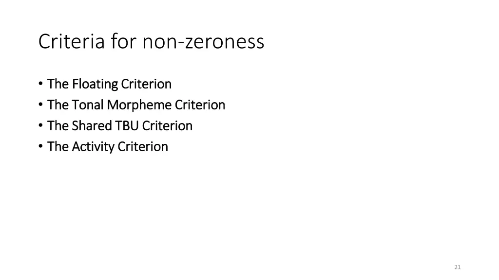 criteria for non zeroness