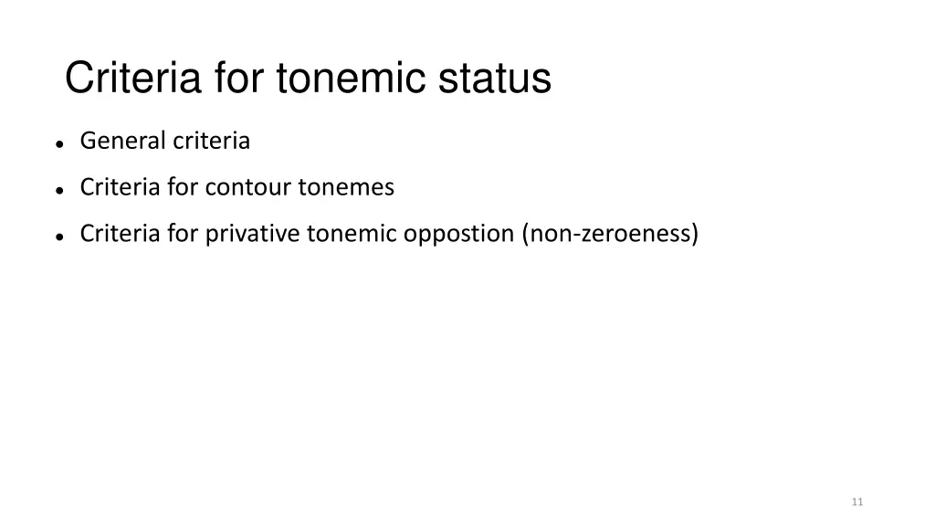 criteria for tonemic status