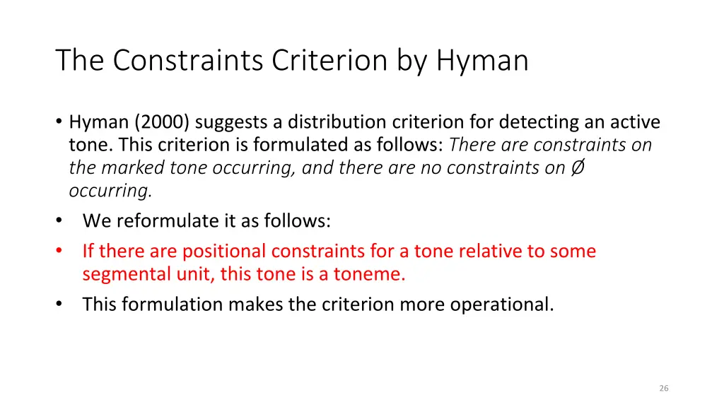 the constraints criterion by hyman