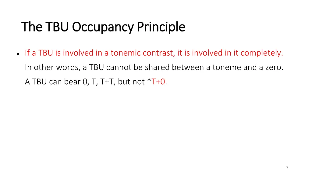 the tbu the tbu occupancy occupancy principle