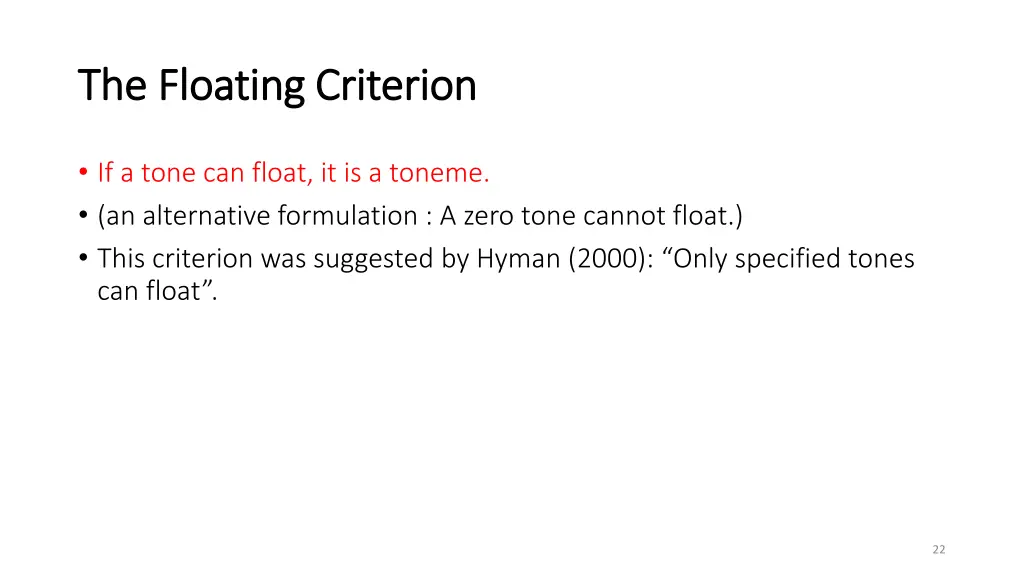 the the floating criterion floating criterion