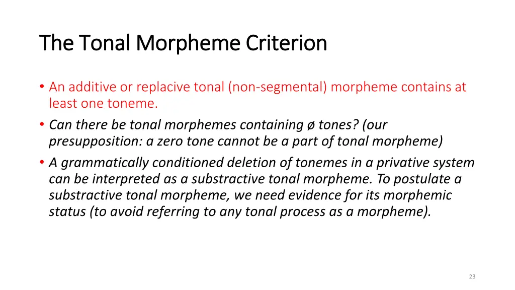 the tonal morpheme criterion the tonal morpheme