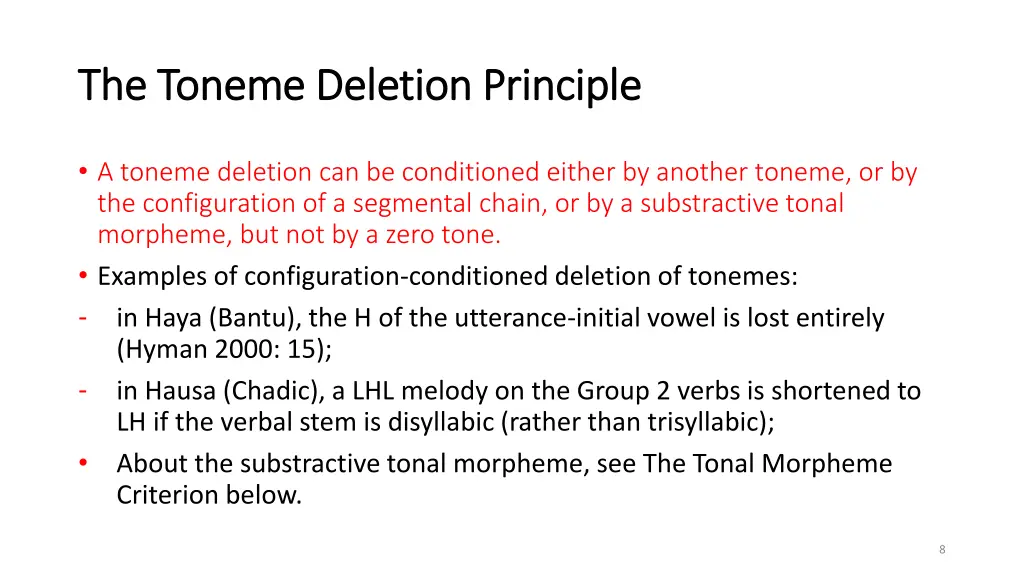 the toneme deletion principle the toneme deletion