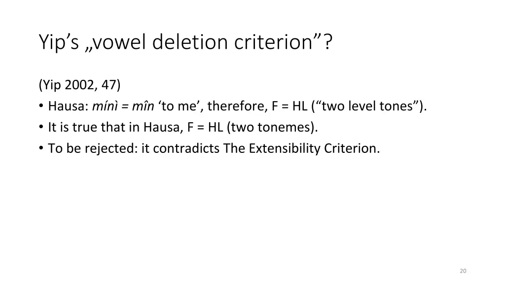 yip s vowel deletion criterion