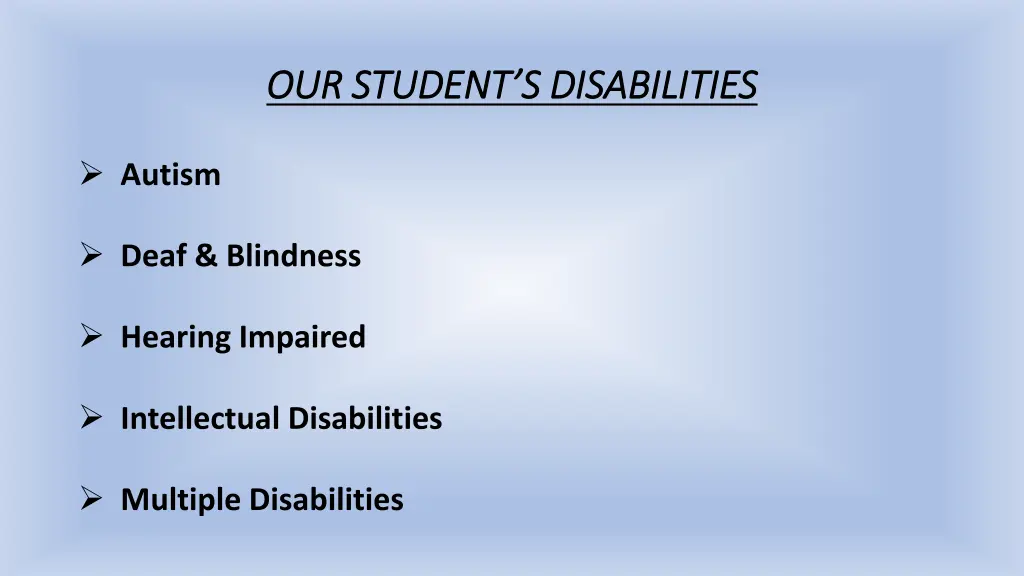 our student s disabilities our student