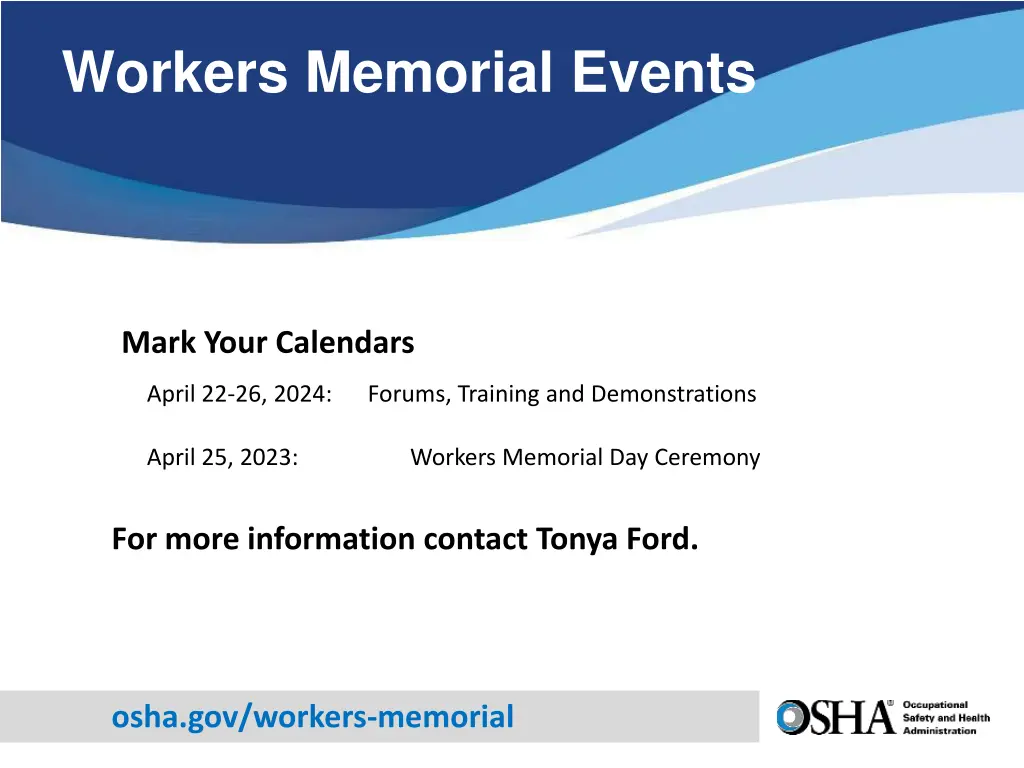 workers memorial events