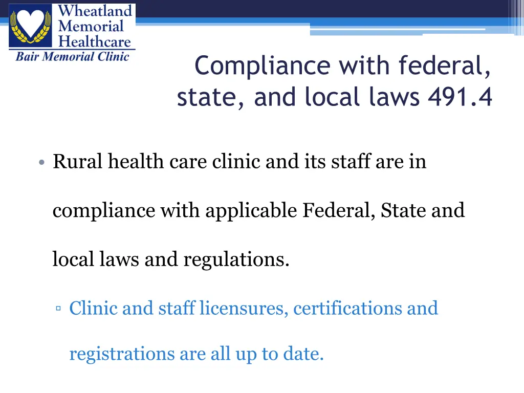 compliance with federal state and local laws 491 4