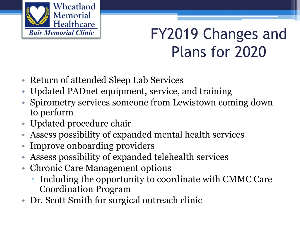 fy2019 changes and plans for 2020