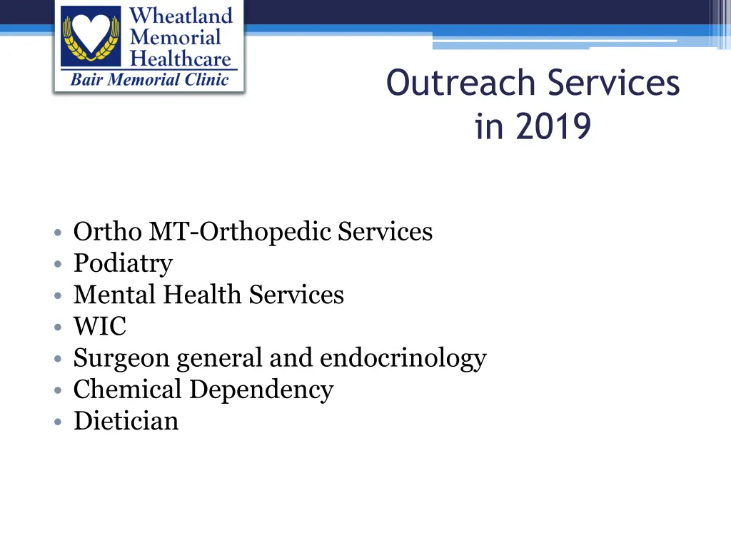 outreach services in 2019