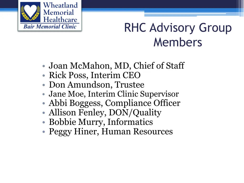 rhc advisory group members