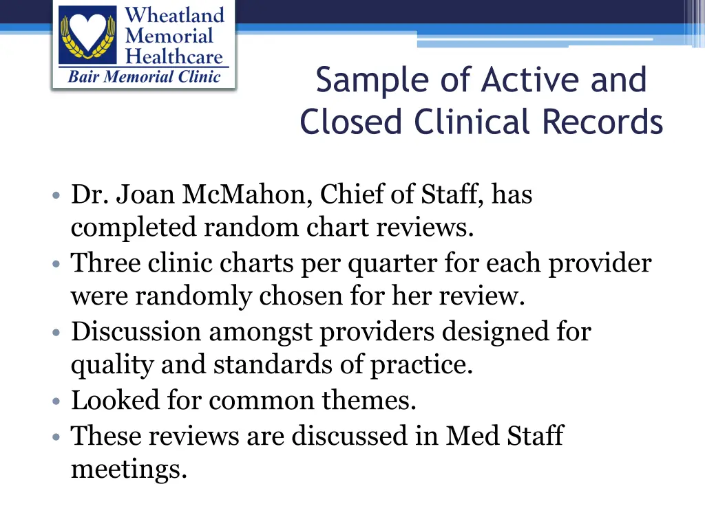 sample of active and closed clinical records