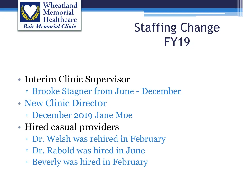 staffing change fy19