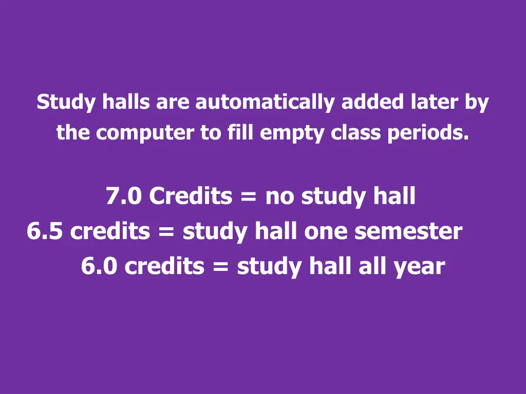 study halls are automatically added later