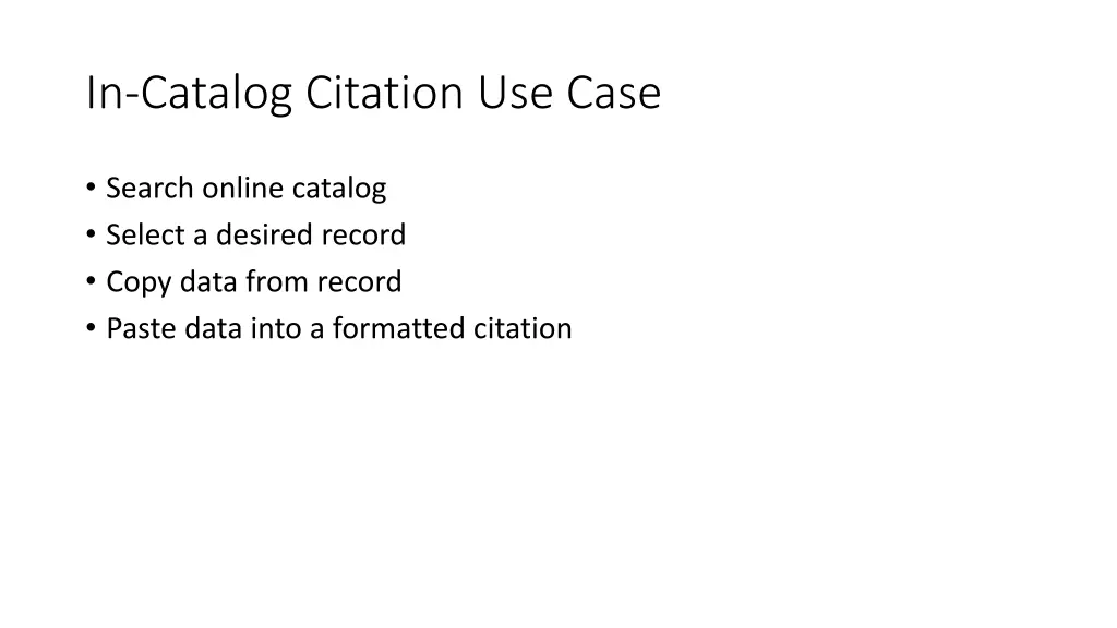 in catalog citation use case