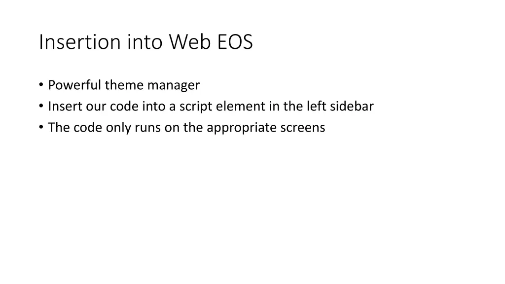 insertion into web eos