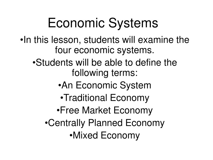 economic systems in this lesson students will