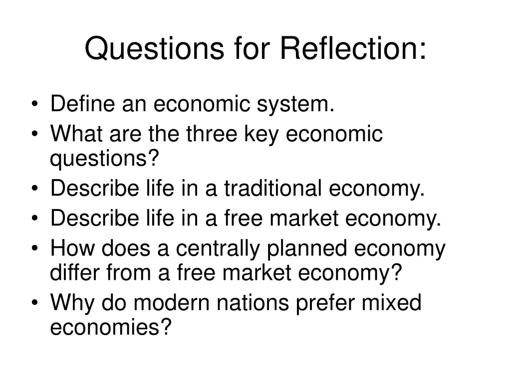 questions for reflection