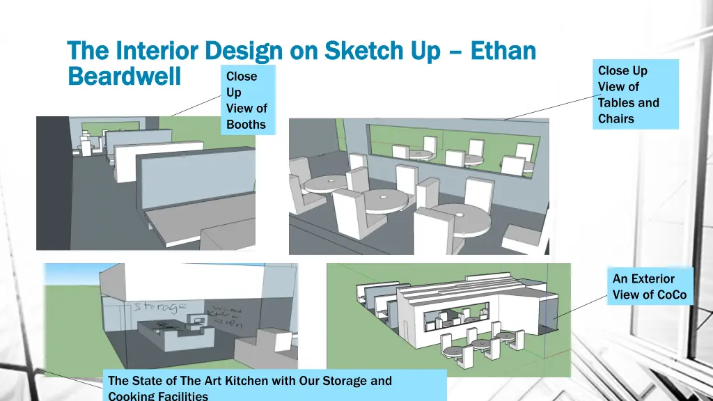 the interior design on sketch up the interior