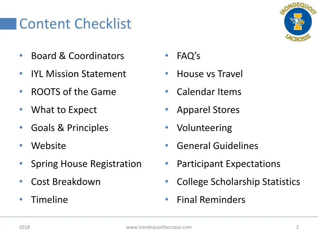 content checklist