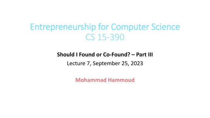 entrepreneurship for computer science