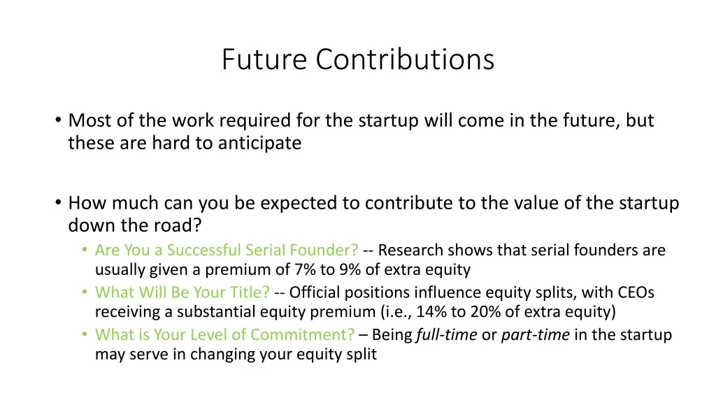 future contributions