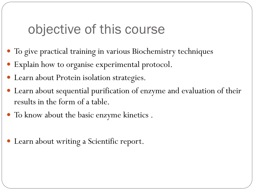 objective of this course