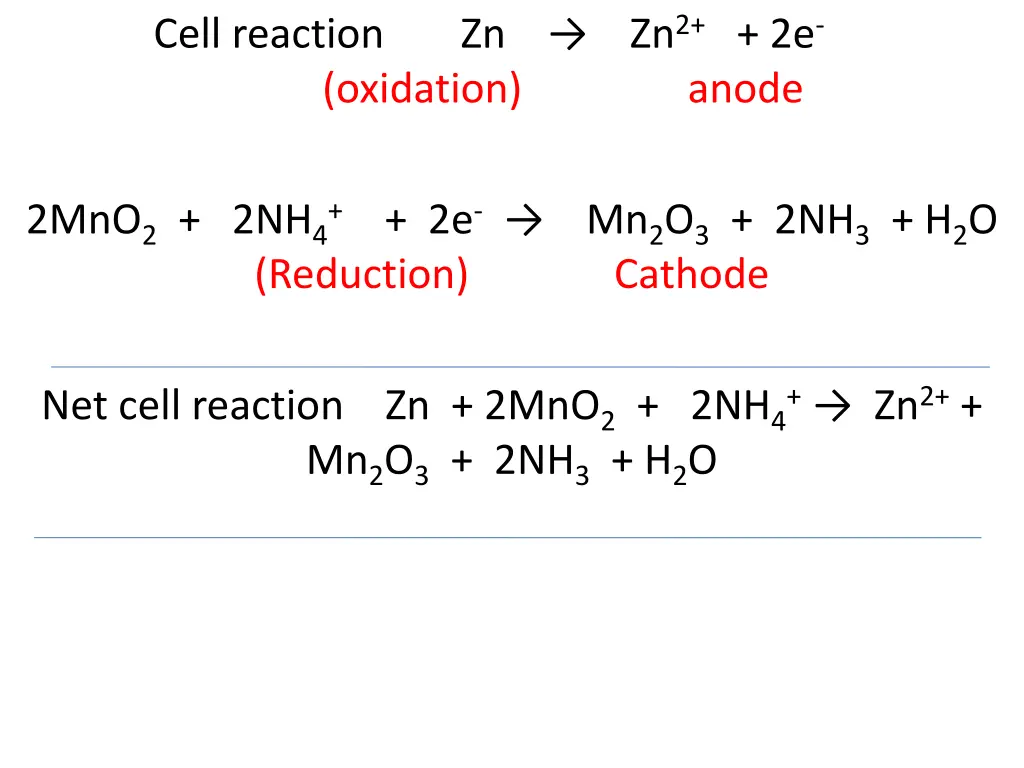 zn zn 2 2e oxidation anode