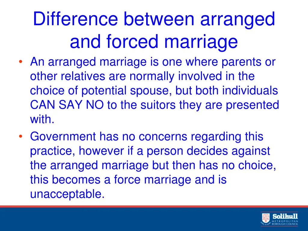 difference between arranged and forced marriage