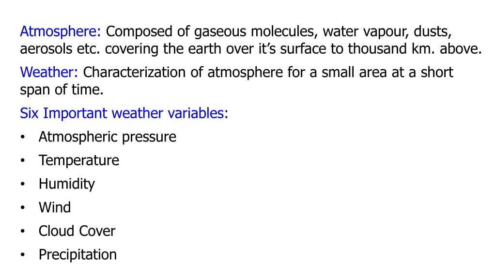 atmosphere composed of gaseous molecules water