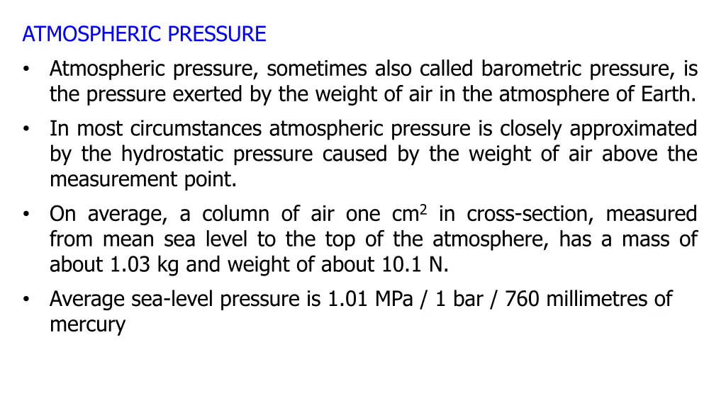 atmospheric pressure atmospheric pressure