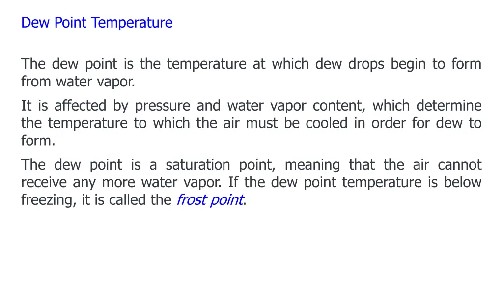 dew point temperature