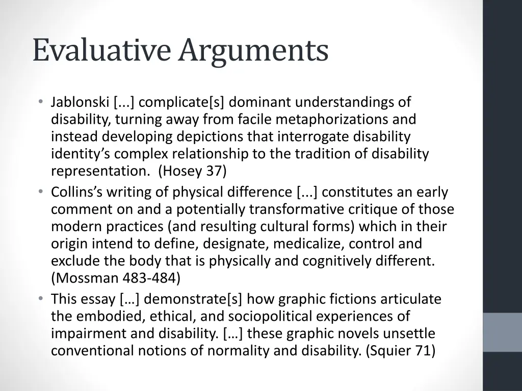 evaluative arguments