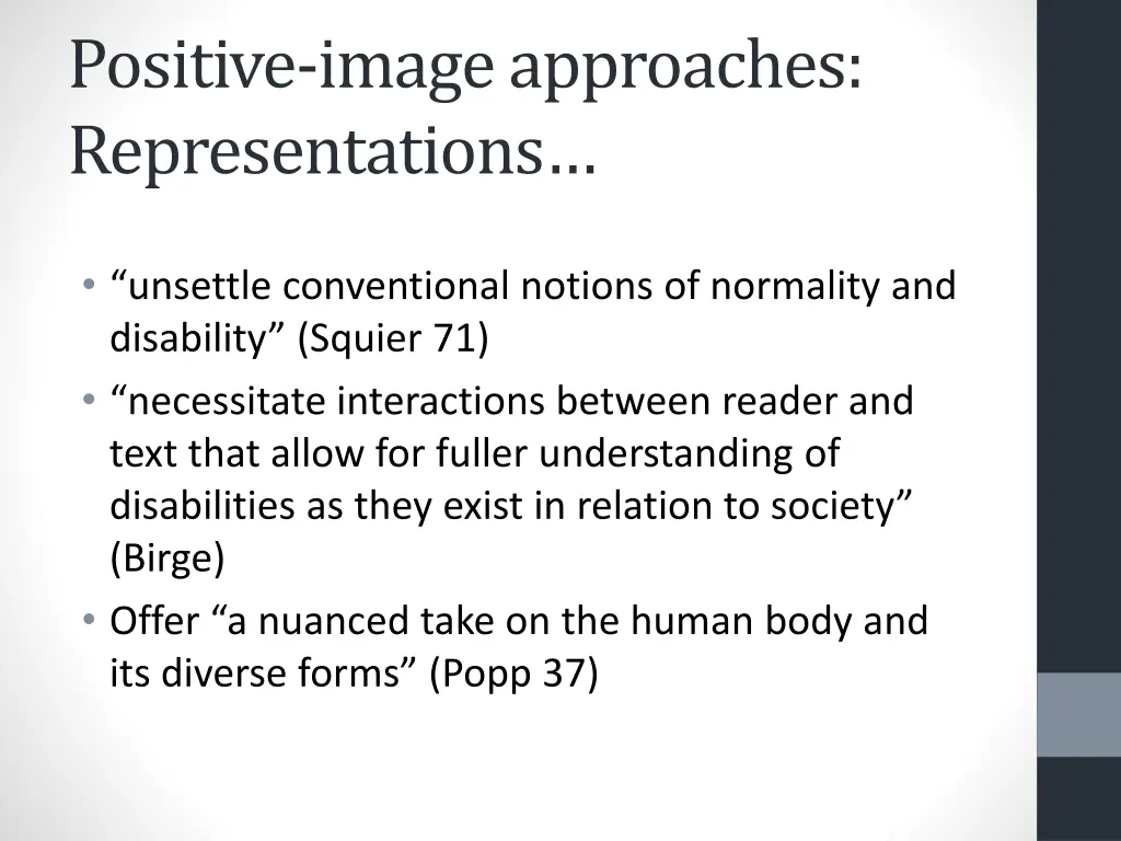 positive image approaches representations