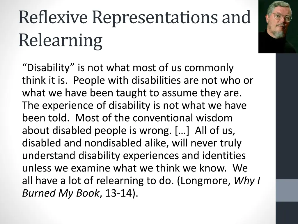 reflexive representations and relearning