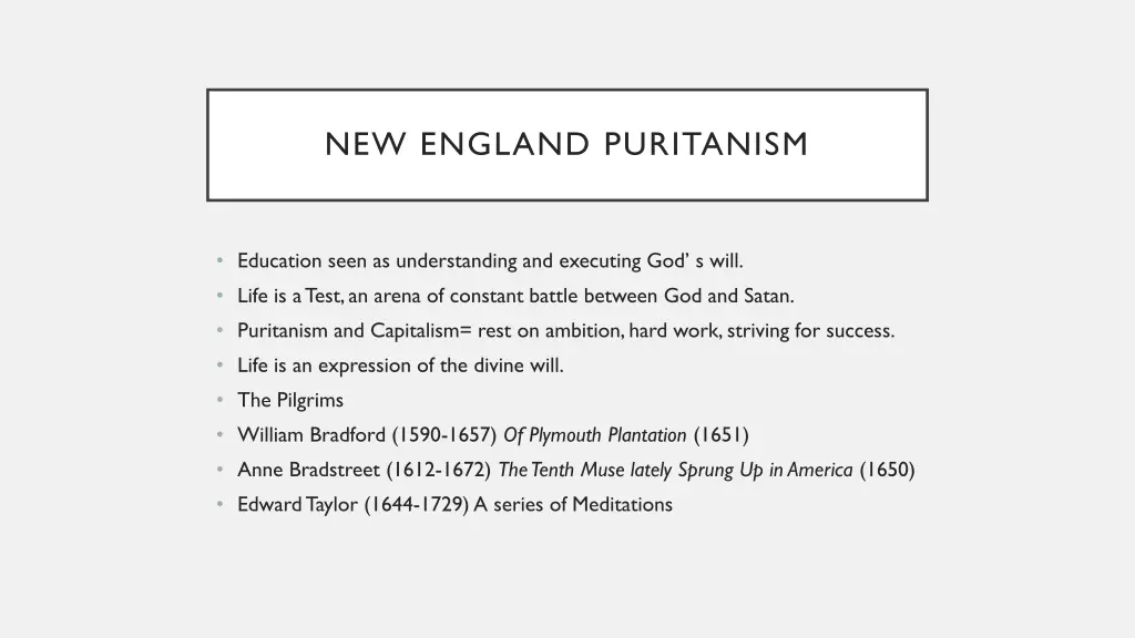 new england puritanism