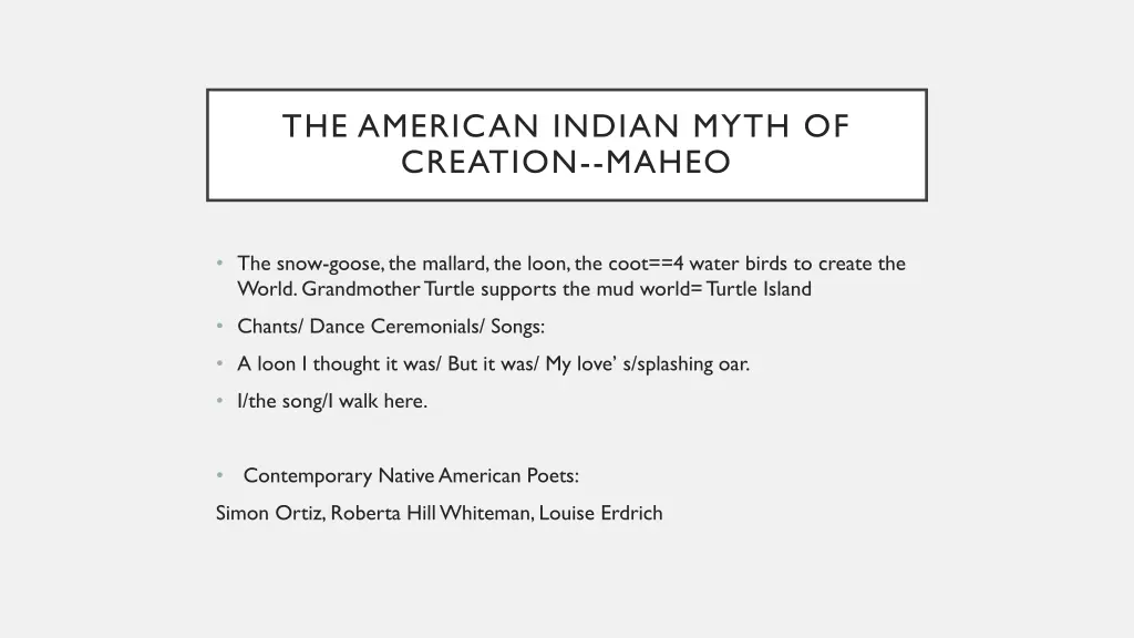 the american indian myth of creation maheo