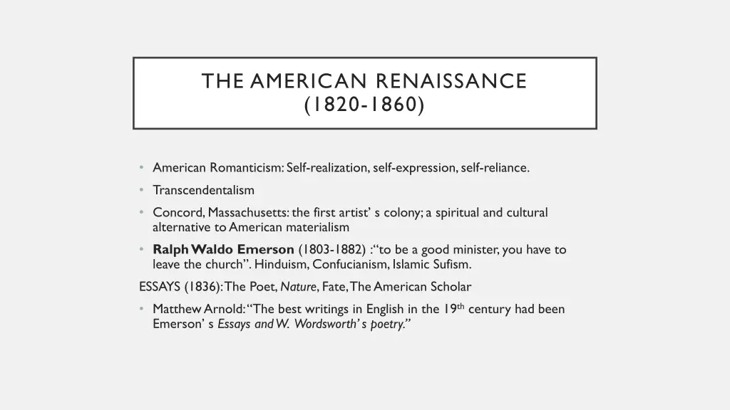 the american renaissance 1820 1860