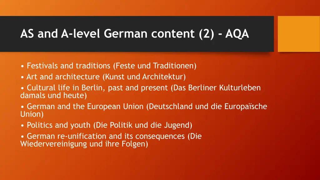 as and a level german content 2 aqa