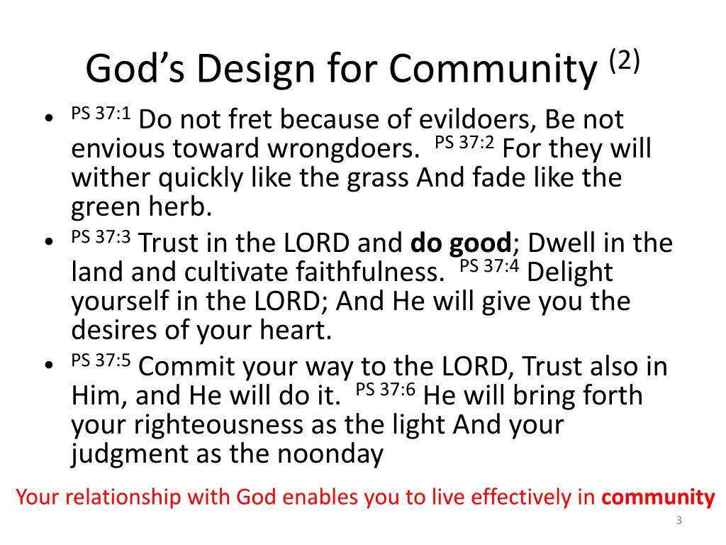 god s design for community 2