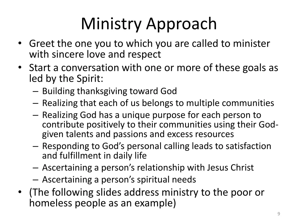 ministry approach greet the one you to which