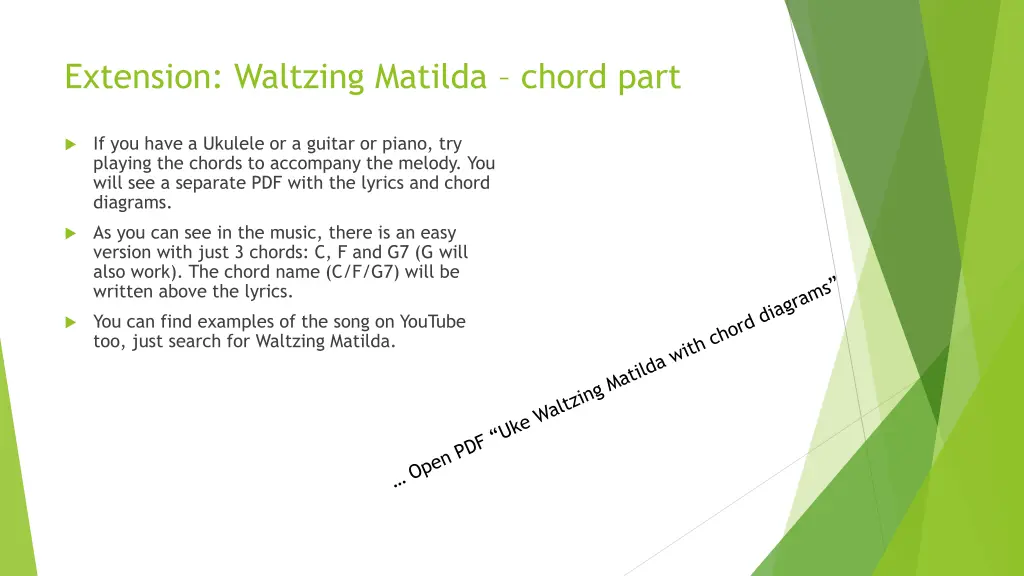 extension waltzing matilda chord part