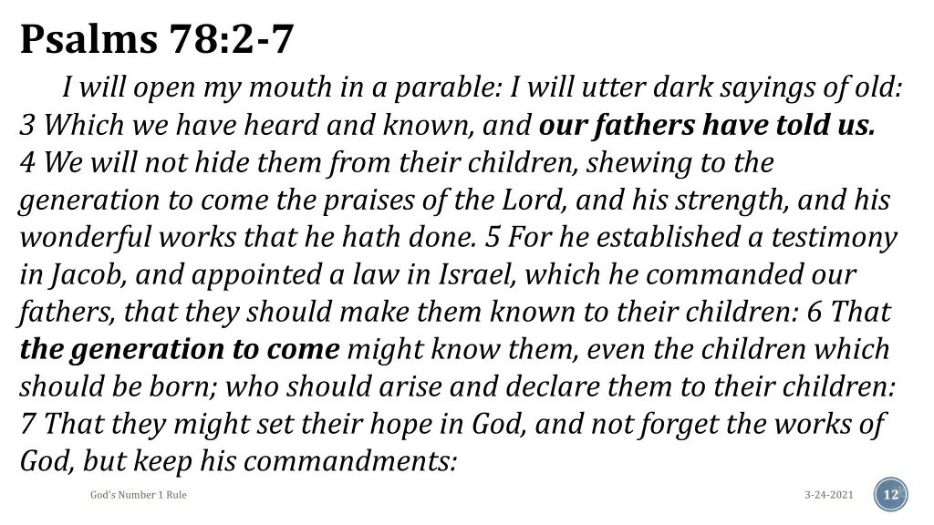 psalms 78 2 7 i will open my mouth in a parable