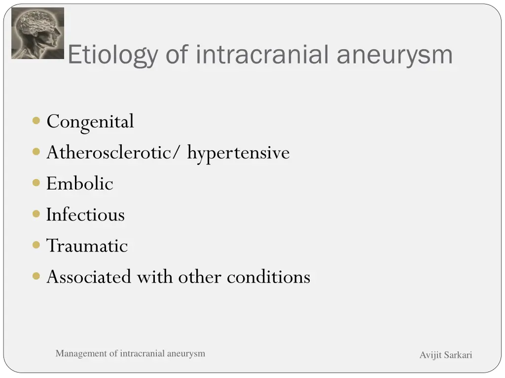 etiology of intracranial aneurysm